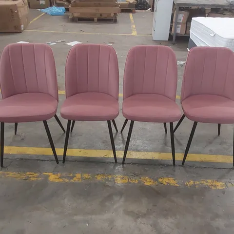SET OF 4 BAREZ VELVET/SUEDE UPHOLSTERED ARMLESS ROSE DINING CHAIR WITH ADJUSTABLE FEET