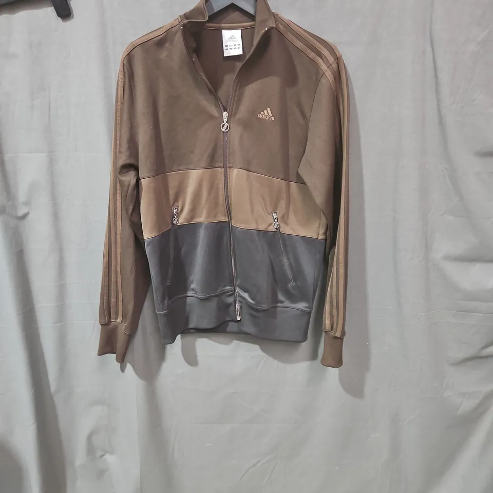ADIDAS COLOURBLOCK TRACK JACKET – BROWN/BEIGE, UK M, MEN