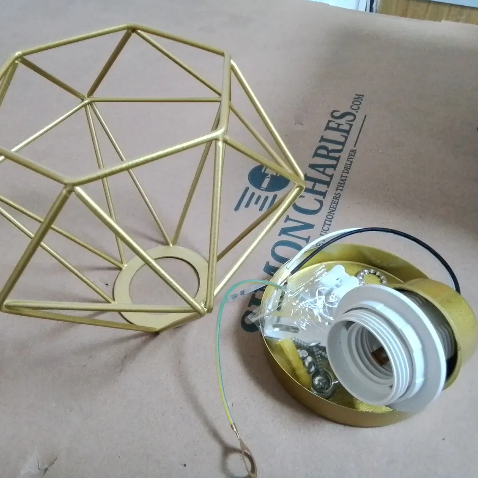 LOT OF 3 GOLD PAINTED GEO CEILING LIGHTS