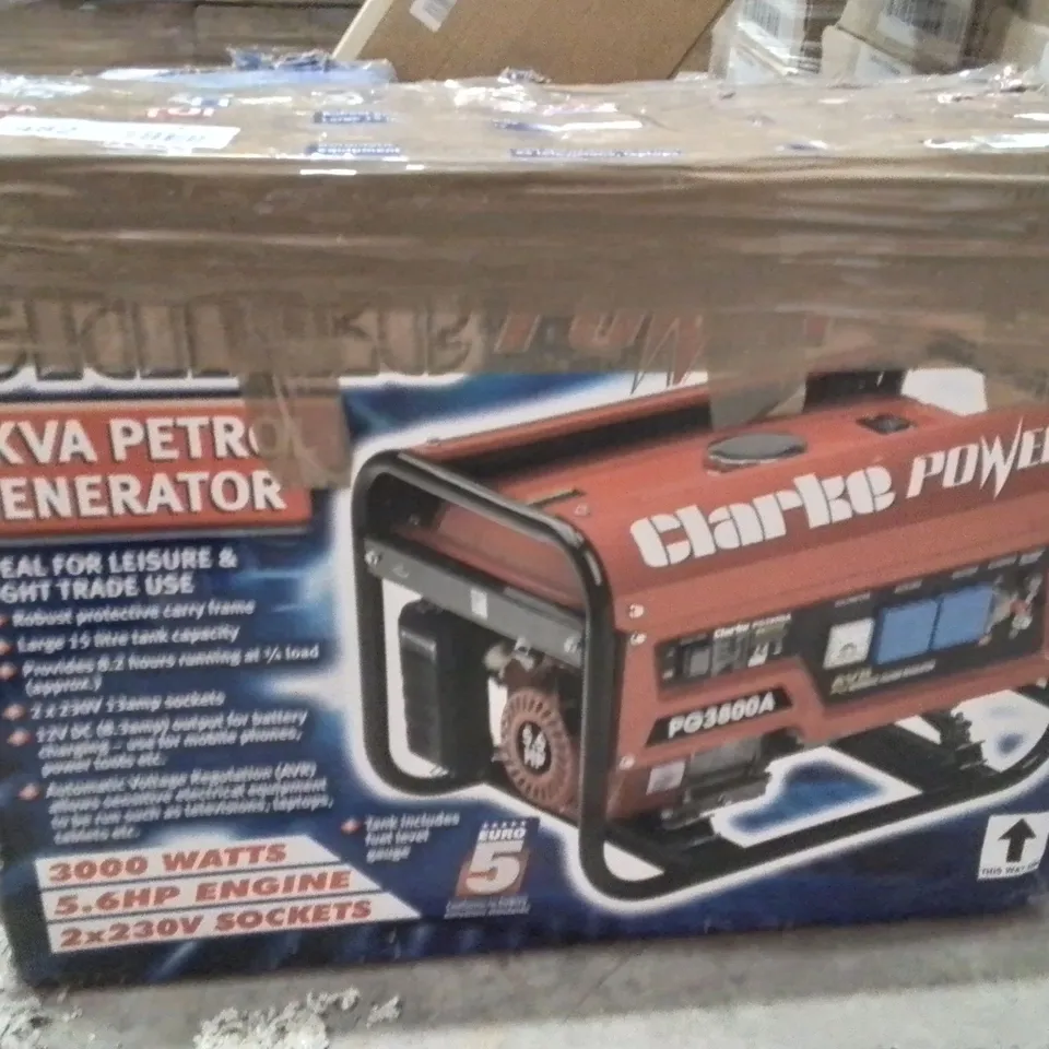 BOXED CLARKE POWER 3KVA PETROL GENERATOR – PORTABLE.