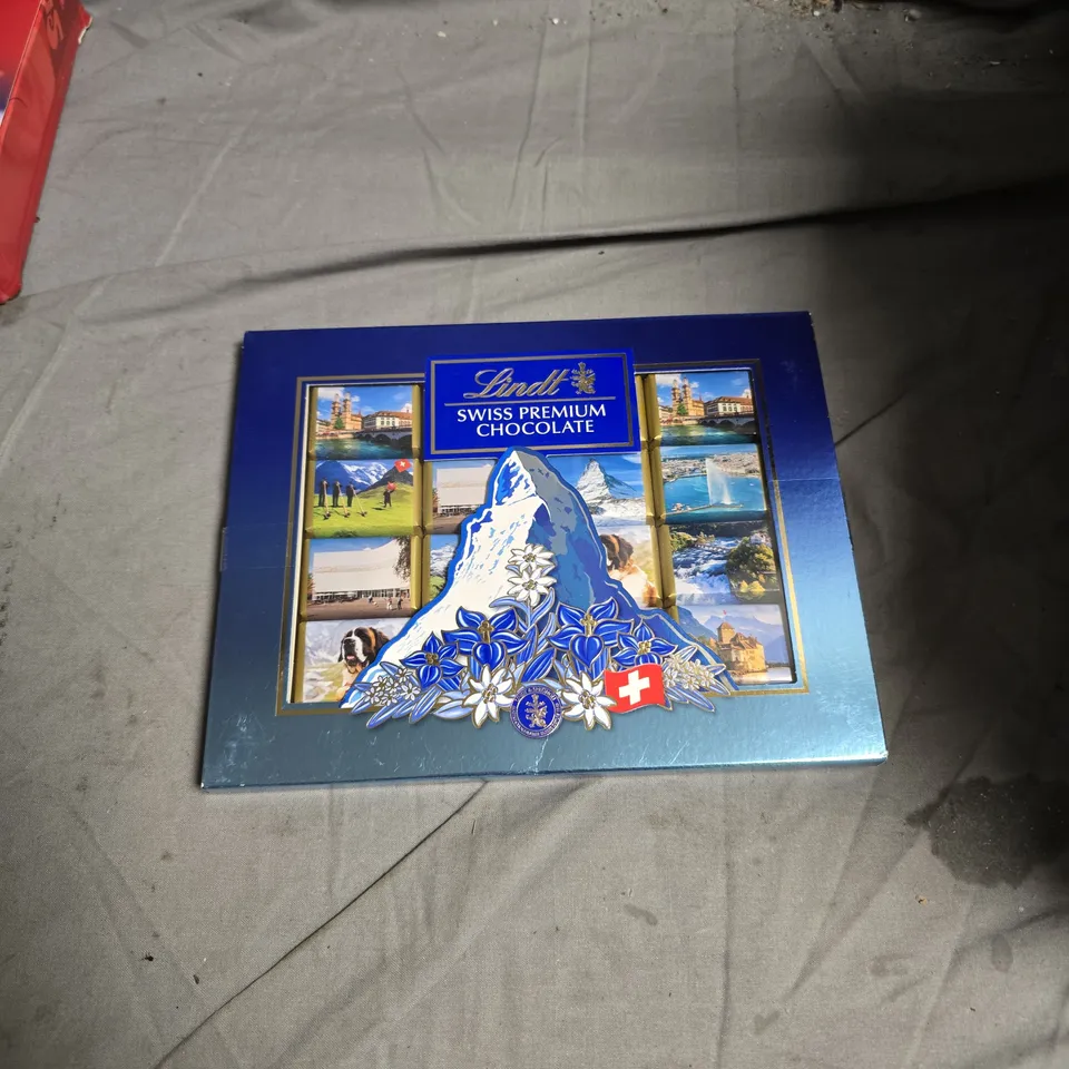 BOX OF APPROXIMATELY 10 ASSORTED FOOD ITEMS INCLUDING ADVENT CALENDAR , LINDT CHOCOLATES AND NUORA FEMININE GUMMIES