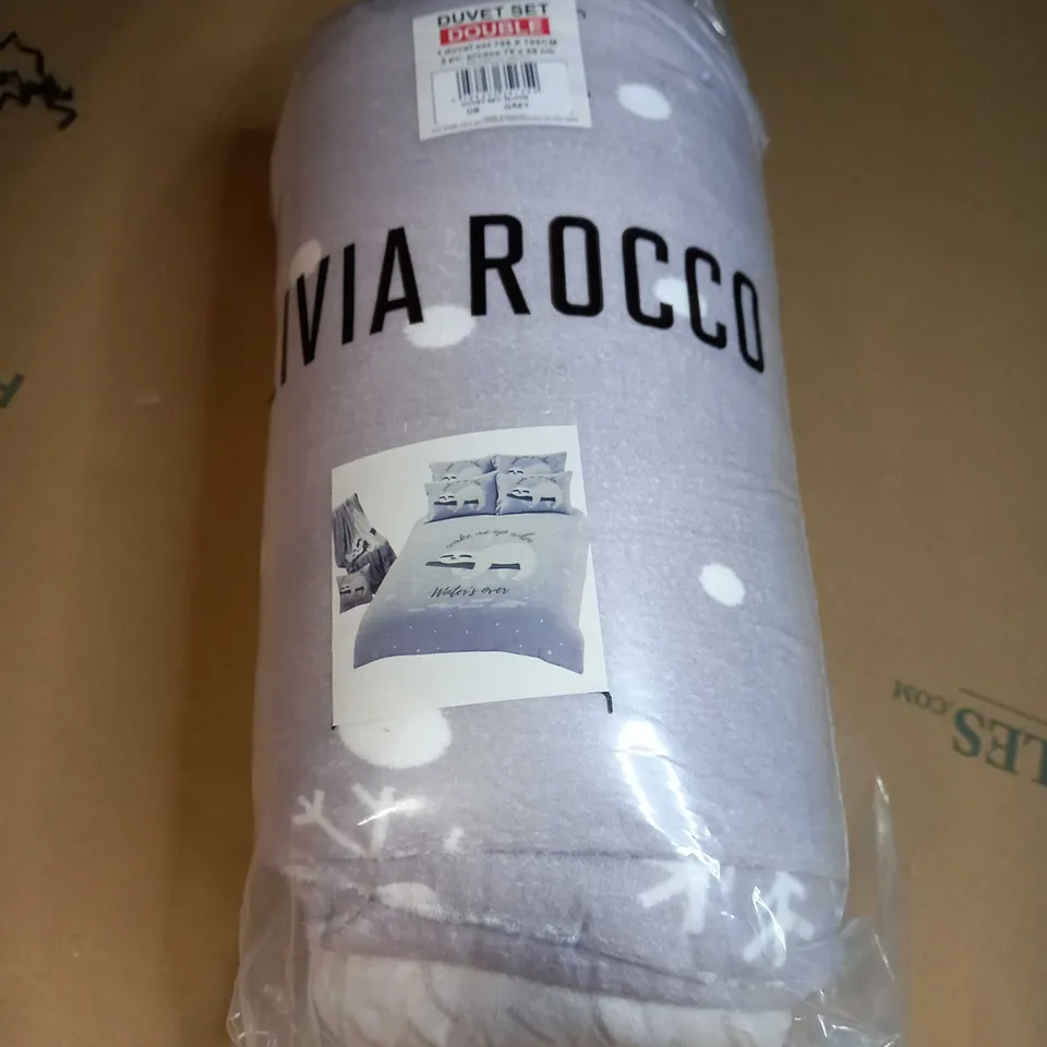 PACKAGED OLIVIA ROCCO GREY SLOTH DOUBLE DUVET SET