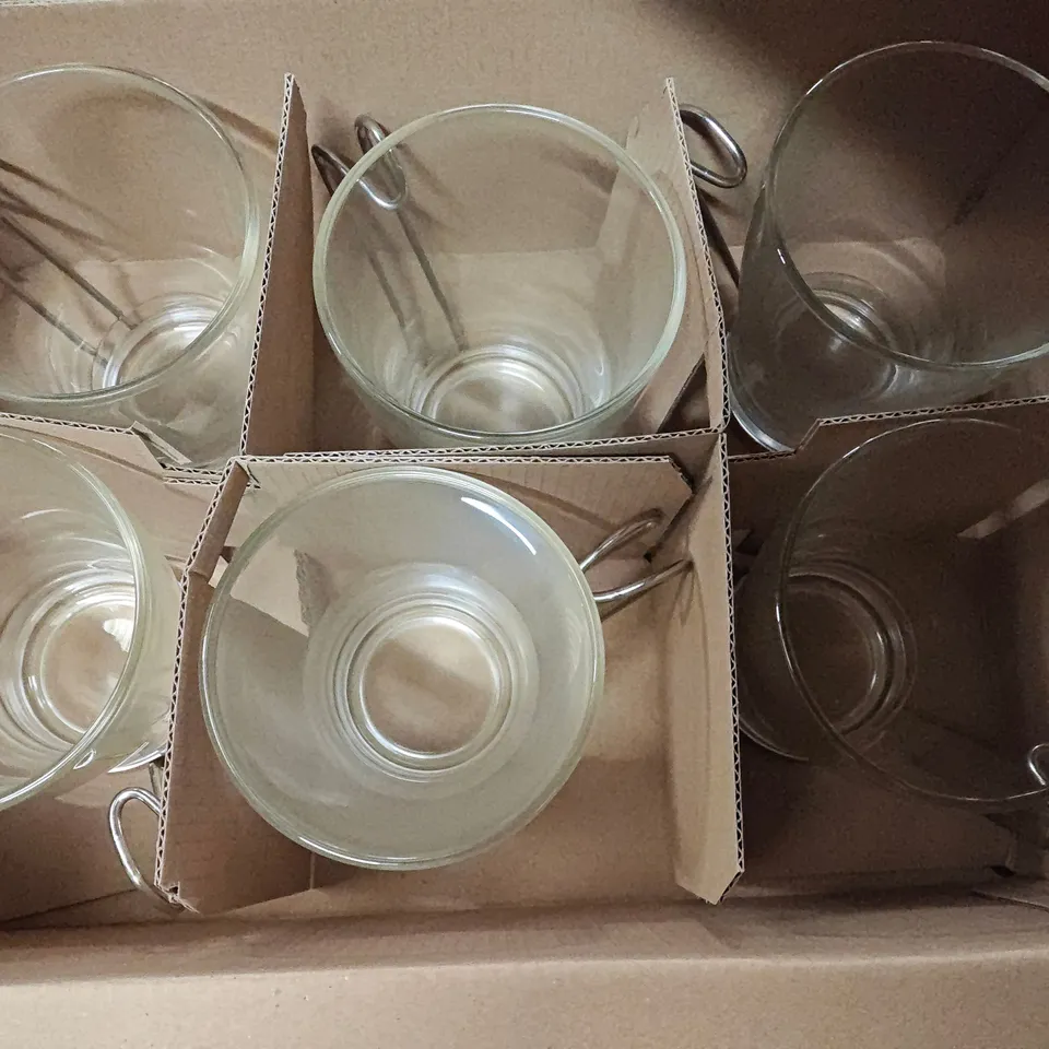 BOXED SET OF 6 GLASS CAPPUCCINO MAGS