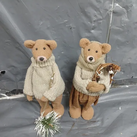 SET 2 BEARS IN JUMPERS CHRISTMAS DECORATIONS