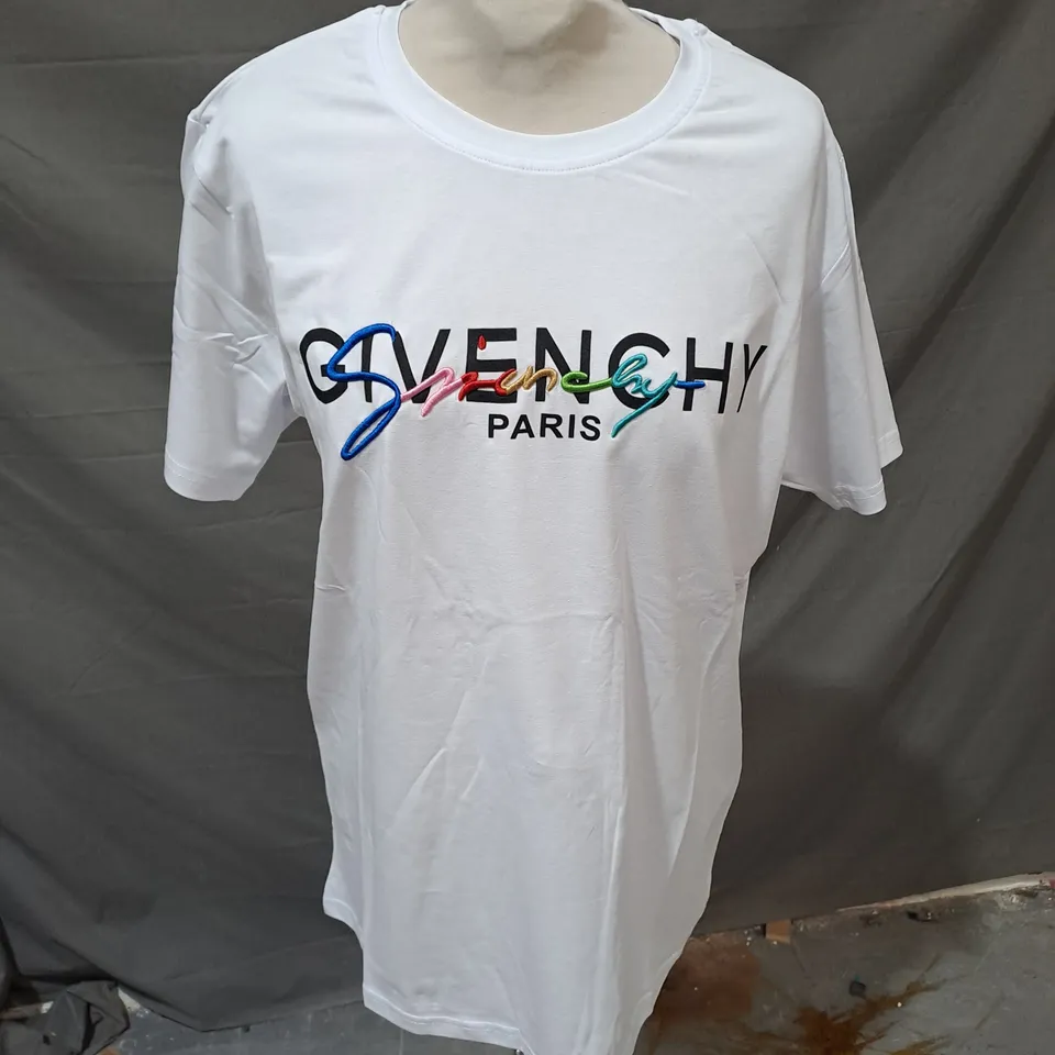 GIVENCHY EMBROIDERED TSHIRT IN WHITE MULTI SIZE S