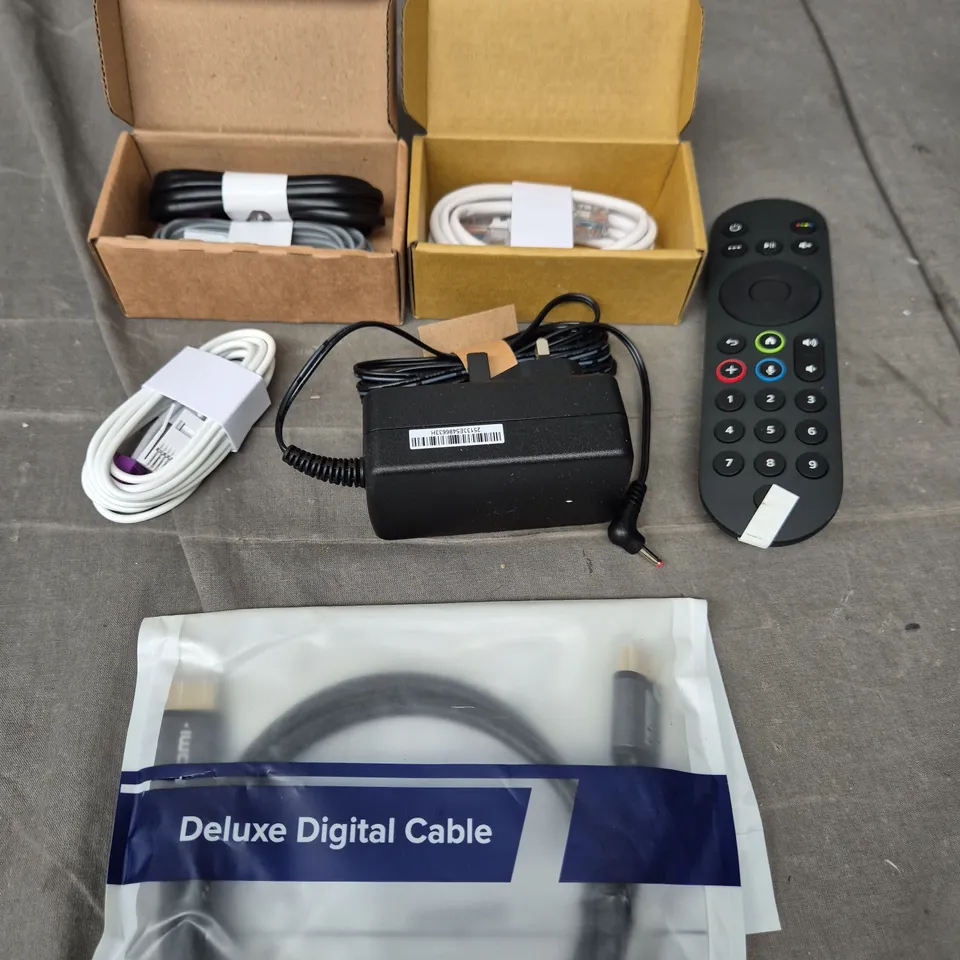 APPROXIMATELY 10 ASSORTED ELECTRICAL PRODUCTS TO INCLUDE REPLACEMENT REMOTES, DATA CABLES, POWER SUPPLIES ETC  