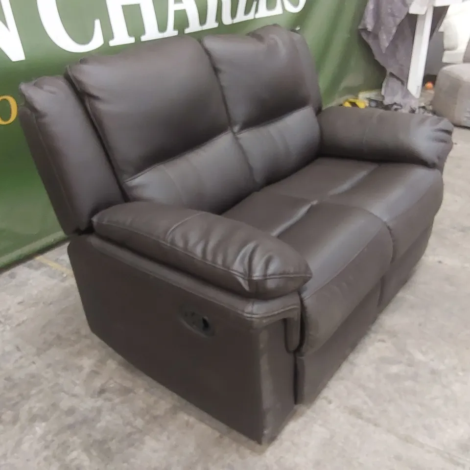 DESIGNER 2 SEATER MANUAL RECLINER FAUX LEATHER SOFA