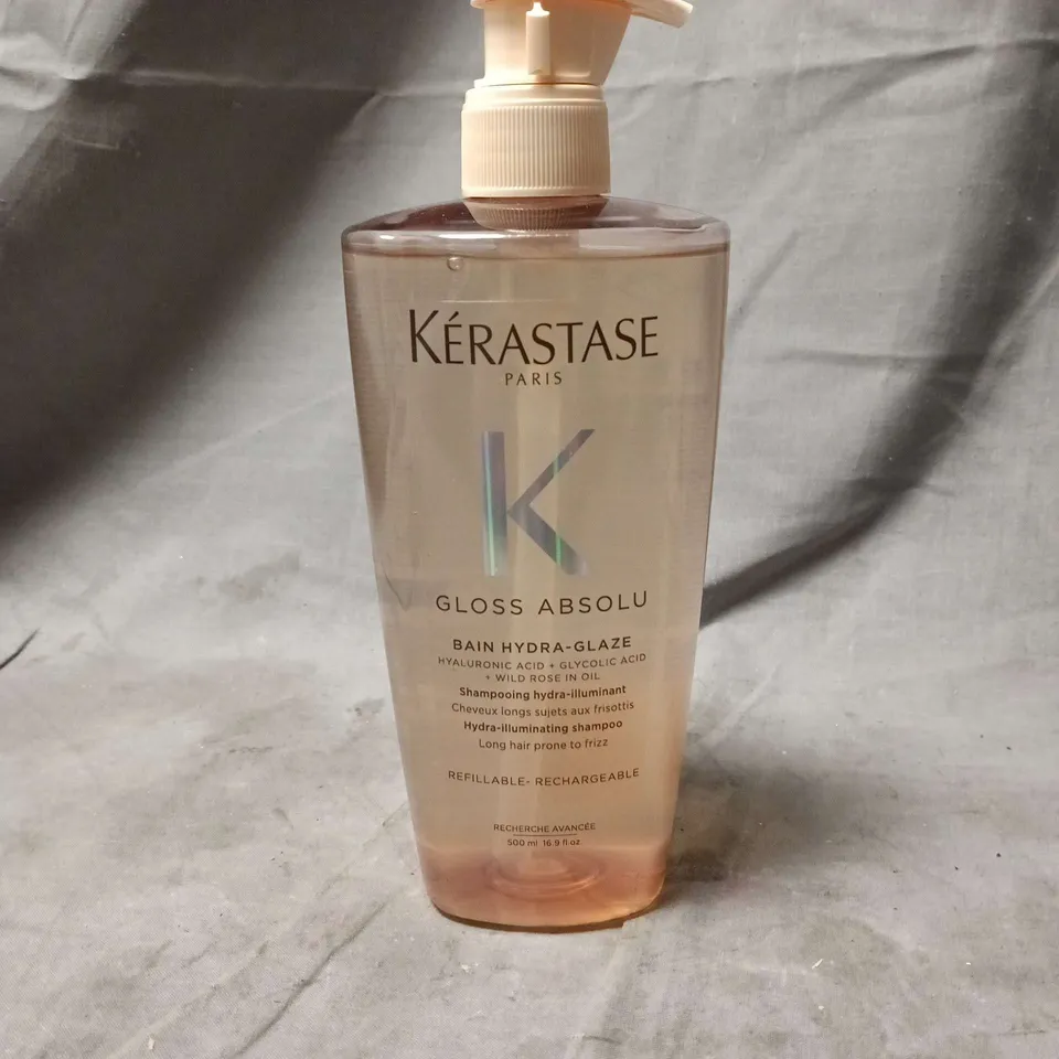 KERASTASE PARIS K GLOSS ABSOLU BAIN HYDRA GLAZE HYALURONIC ACID + GLYCOLIC ACID + WILD ROSE IN OIL 500ML SHAMPOO