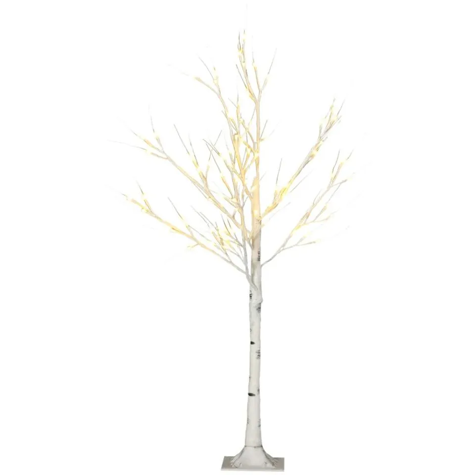 BOXED HOMCOM 4FT ARTIFICIAL WHITE BIRCH TREE LIGHT WITH WARM WHITE PRE-LIT LED LIGHT FOR INDOOR AND COVERED OUTDOOR USE