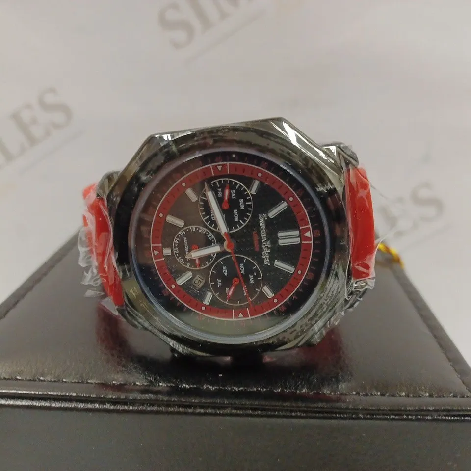  LIMITED EDITION SWAN & EDGAR HAND ASSEMBLED EXUBERANT AUTOMATIC RED WATCH RRP £175