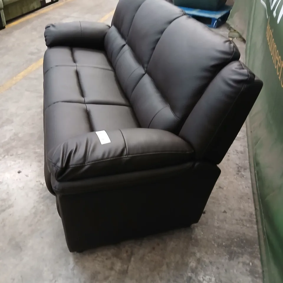 ALBION BLACK FAUX LEATHER 3-SEATER SOFA
