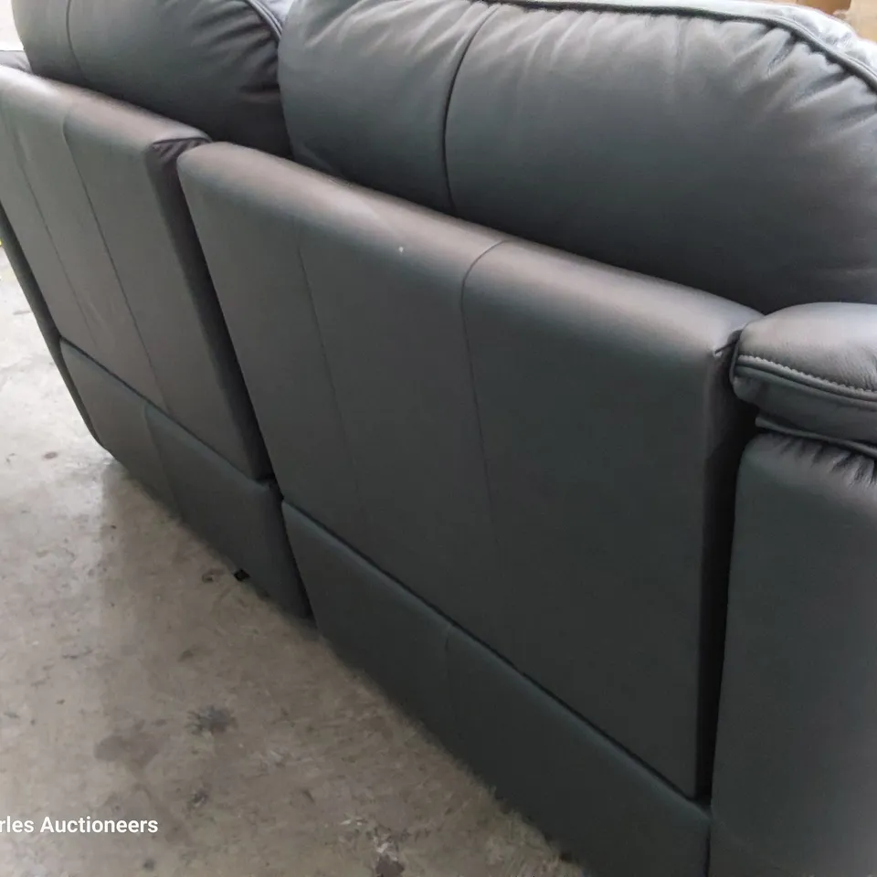QUALITY BRITISH DESIGNER G PLAN JACKSON POWER RECLINING THREE SEATER SOFA CAMBRIDGE PETROL BLUE LEATHER 