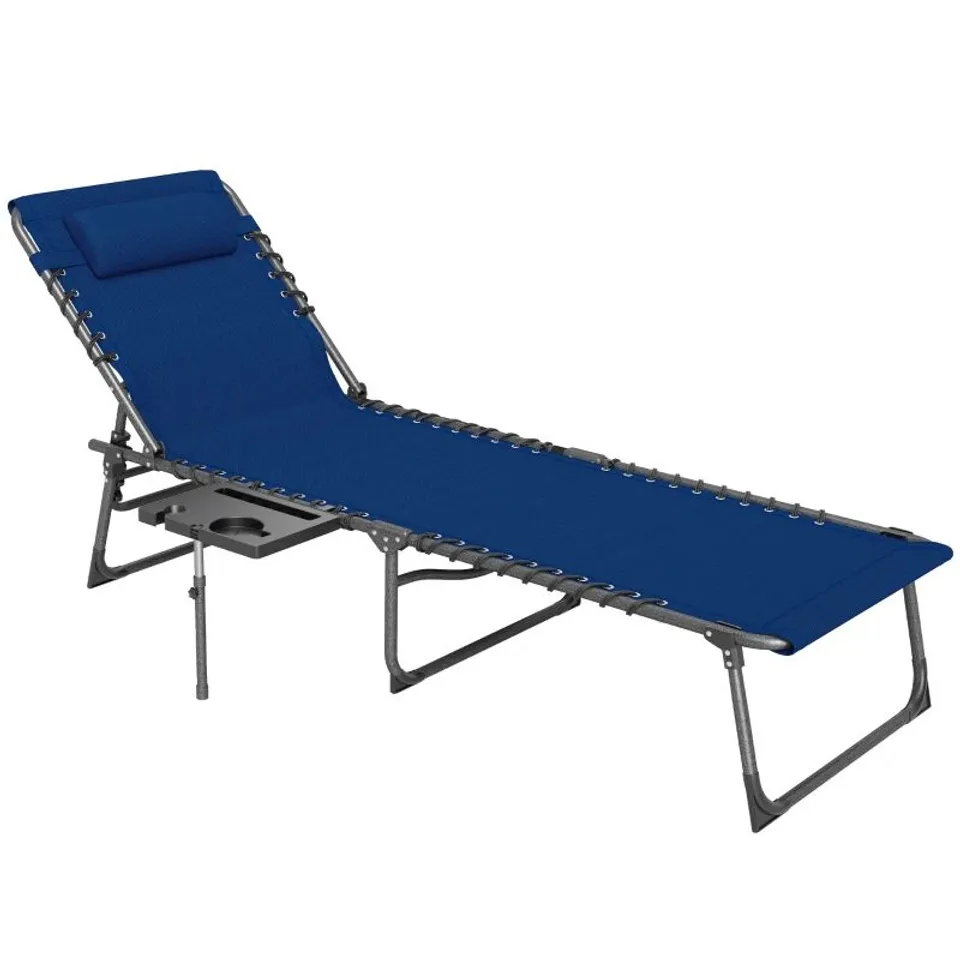 BOXED OUTSUNNY FIVE-POSITION RECLINING SUN LOUNGER - DARK BLUE
