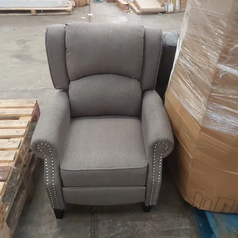 DESIGNER FABRIC UPHOLSTERED PUSH BACK RECLINING ARMCHAIR