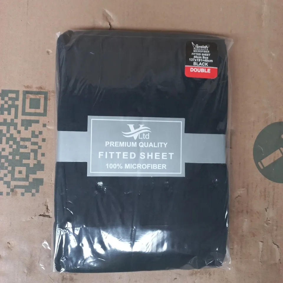 VOROLAY PREMIUM QUALITY MICROFIBRE FITTED SHEET IN BLACK - DOUBLE