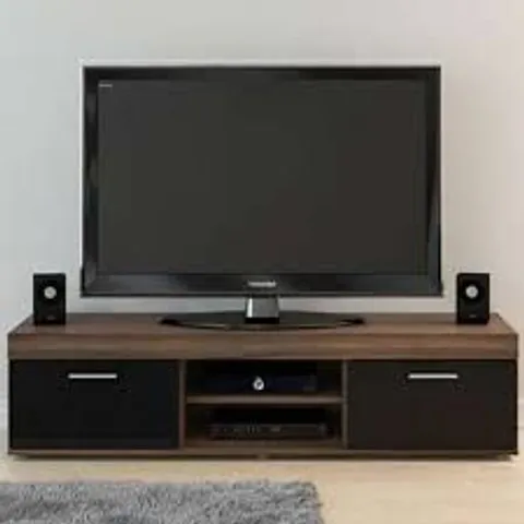 BOXED EDGEWARE 2 DOOR 2 SHELF BLACK AND NATURAL TV UNIT