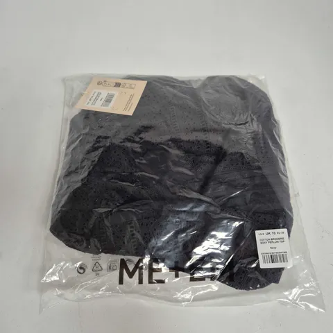 BAGGED ME+EM COTTON BRODERIE BOXY PEPLUM TOP IN BLACK - UK 10