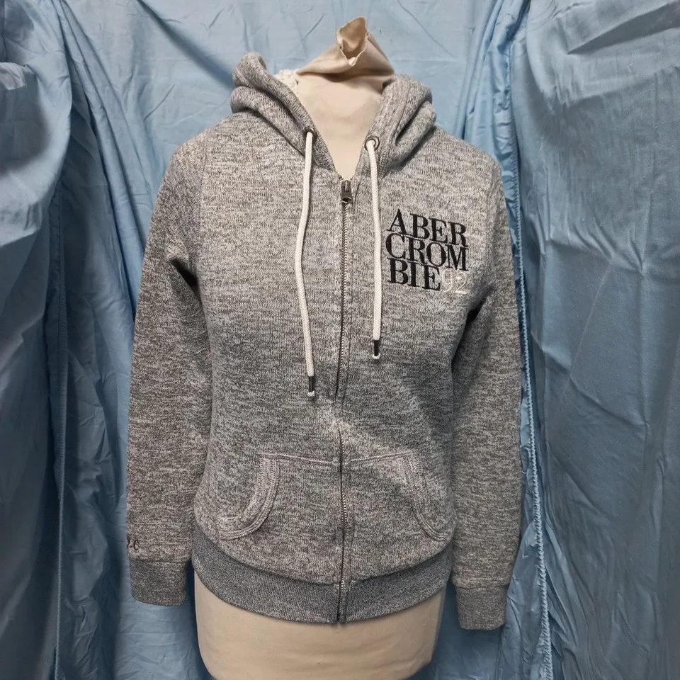 ABERCROMBIE & FITCH ZIP HOODIE – GREY, XS (UNISEX)