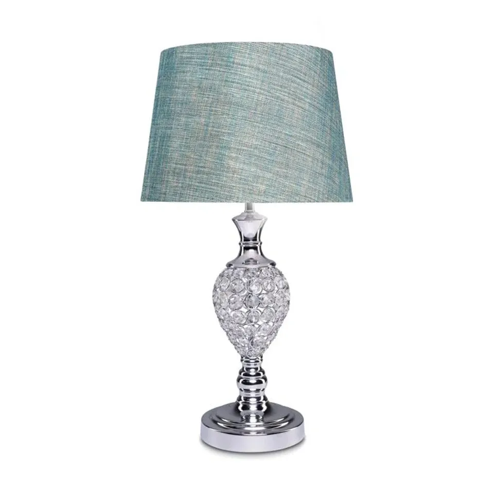 BOXED PALENVILLE CRYSTAL DETAIL POLISHED SILVER CHROME TABLE LAMP