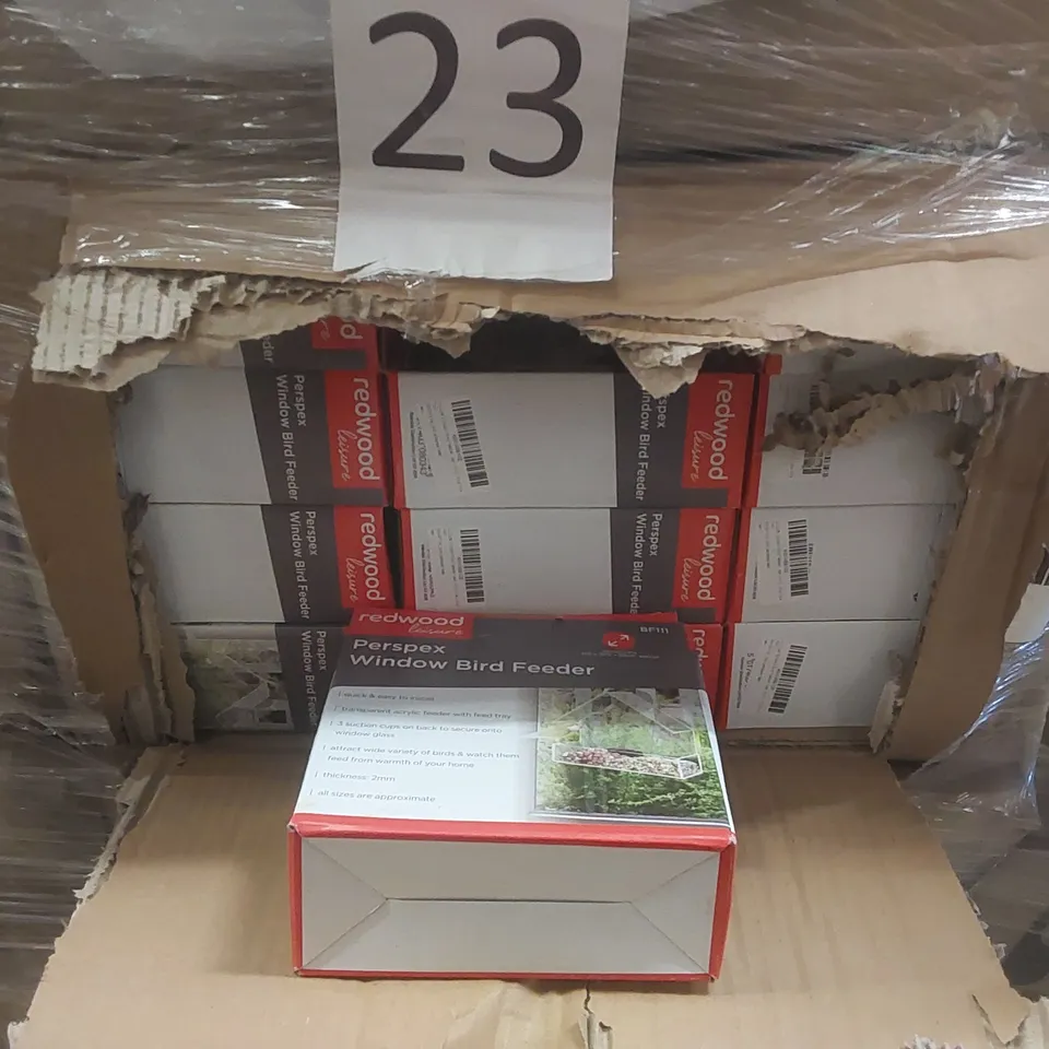 PALLET TO CONTAINING A VERY LARGE QUANTITY OF ASSORTED ITEMS INCLUDING: BBQ ACCESSORIES, PERSPEX WINDOW BIRD FEEDERS, BBQ ACCESSORIES, GARDEN TRIMMERS ECT