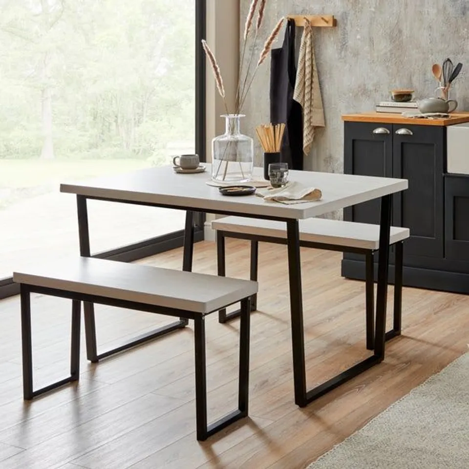 BOXED VIXEN RECTANGULAR DINING TABLE - WHITE & BLACK (1 BOX)