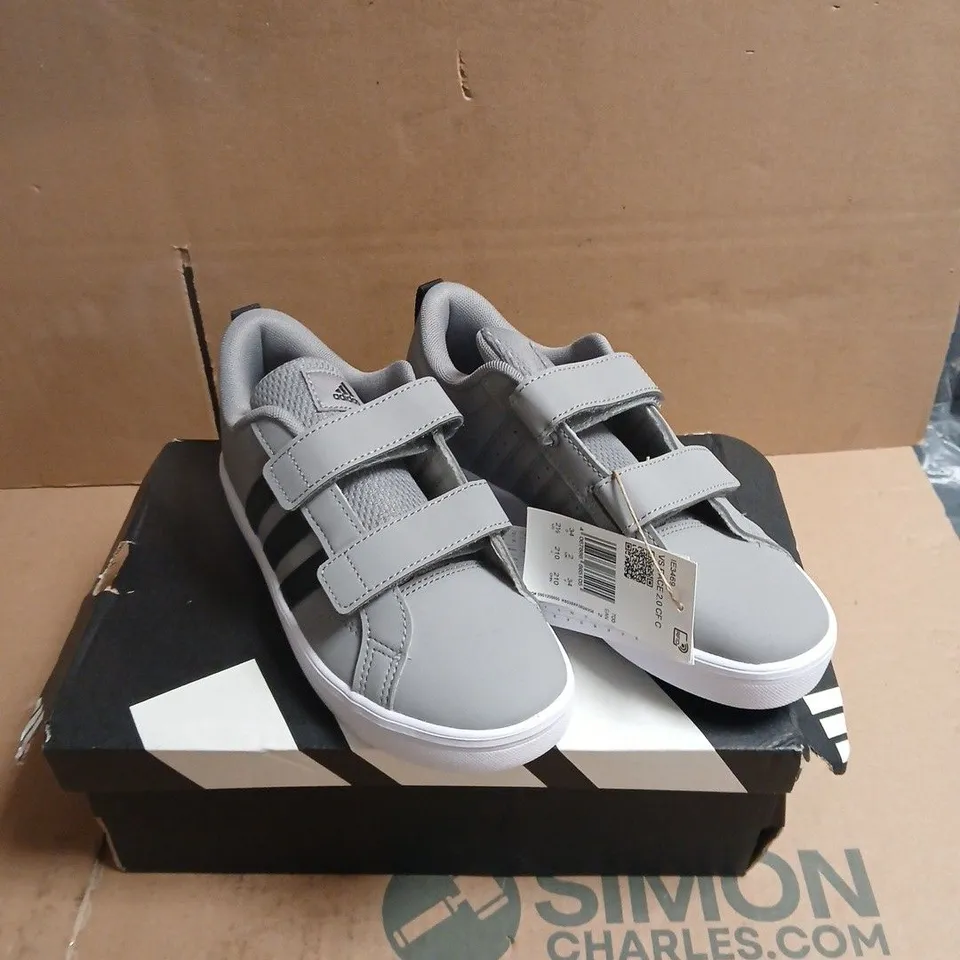 ADIDAS VELCRO STRAP PACE 2.0 GREY/BLACK TRAINERS BOXED UK SIZE 2
