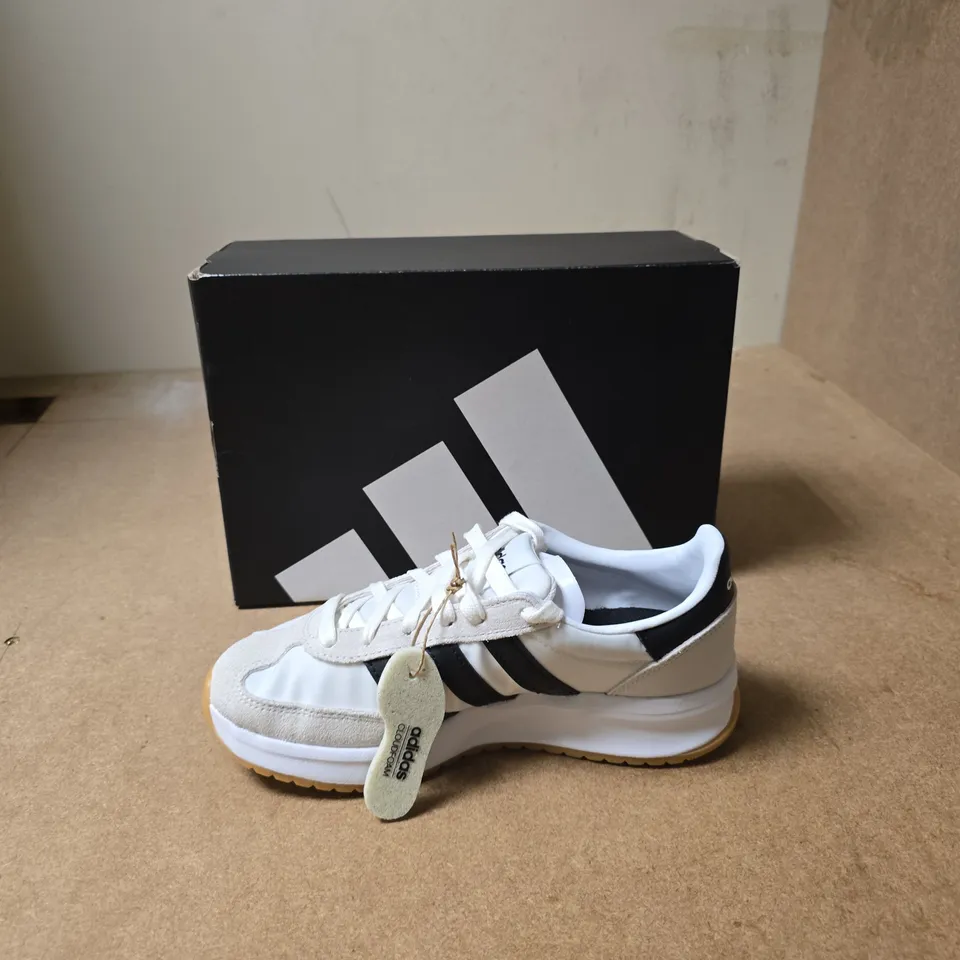 ADIDAS RUN 70'S SNEAKERS – WHITE WITH BLACK THREE-STRIPE DESIGN (BOX INCLUDED) - UK SIZE 4.5