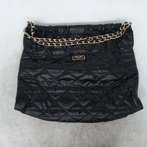 SAINT + SOFIA BLACK QUILTED SHOULDER BAG WITH CHAIN STRAP