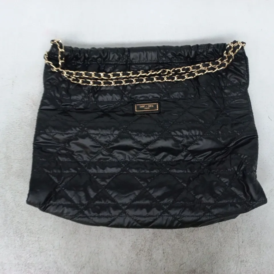 SAINT + SOFIA BLACK QUILTED SHOULDER BAG WITH CHAIN STRAP