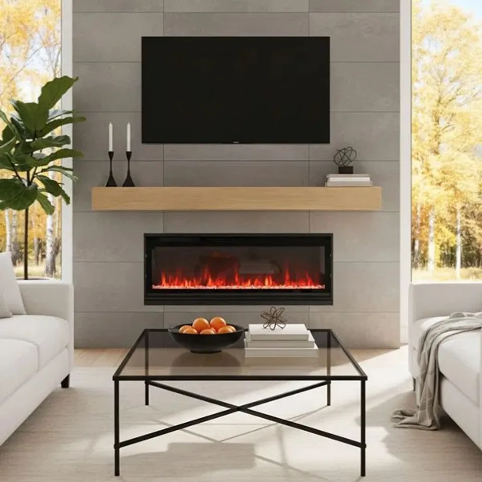 BOXEE WALL MOUNT ELECTRIC FIREPLACE WITH REMOTE INCLUDED, 12 FLAME COLOUR