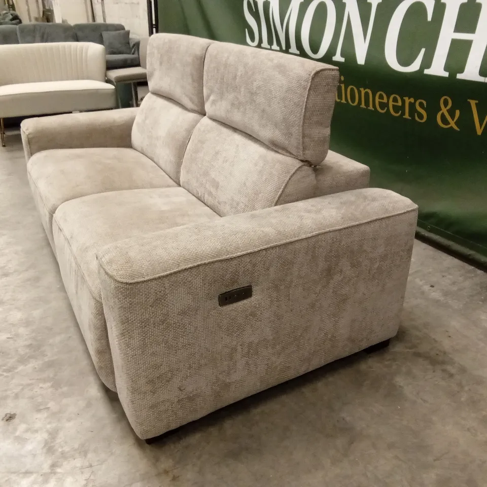 VENOSA 3 SEATER POWER RECLINER FABRIC SOFA - NATURAL RRP £1399