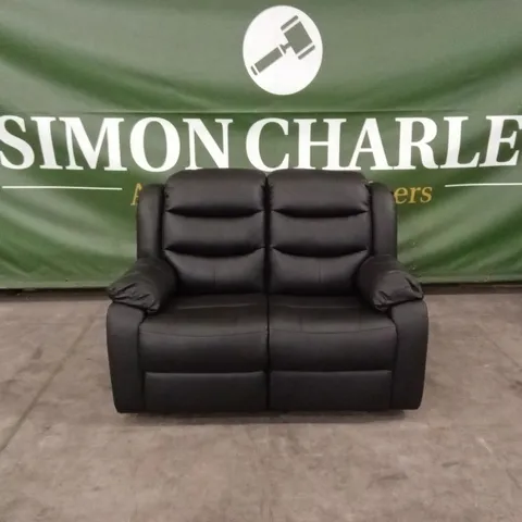 ROTHBURY LUXURY FAUX LEATHER HIGH BACK 2 SEATER MANUAL RECLINER SOFA - BLACK