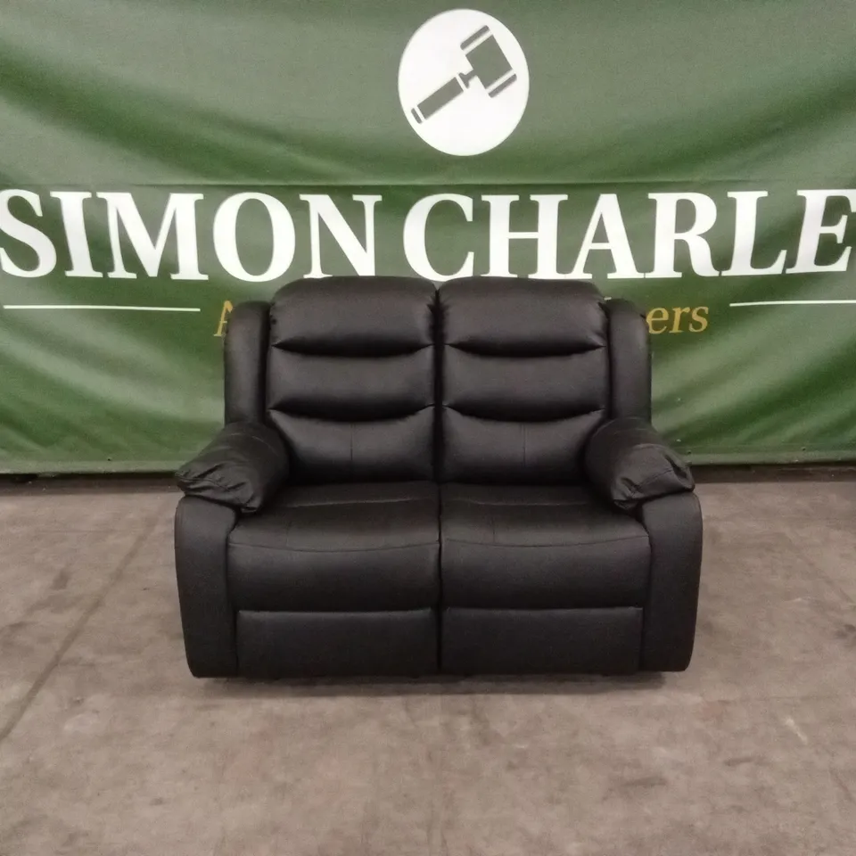 ROTHBURY LUXURY FAUX LEATHER HIGH BACK 2 SEATER MANUAL RECLINER SOFA - BLACK RRP £629