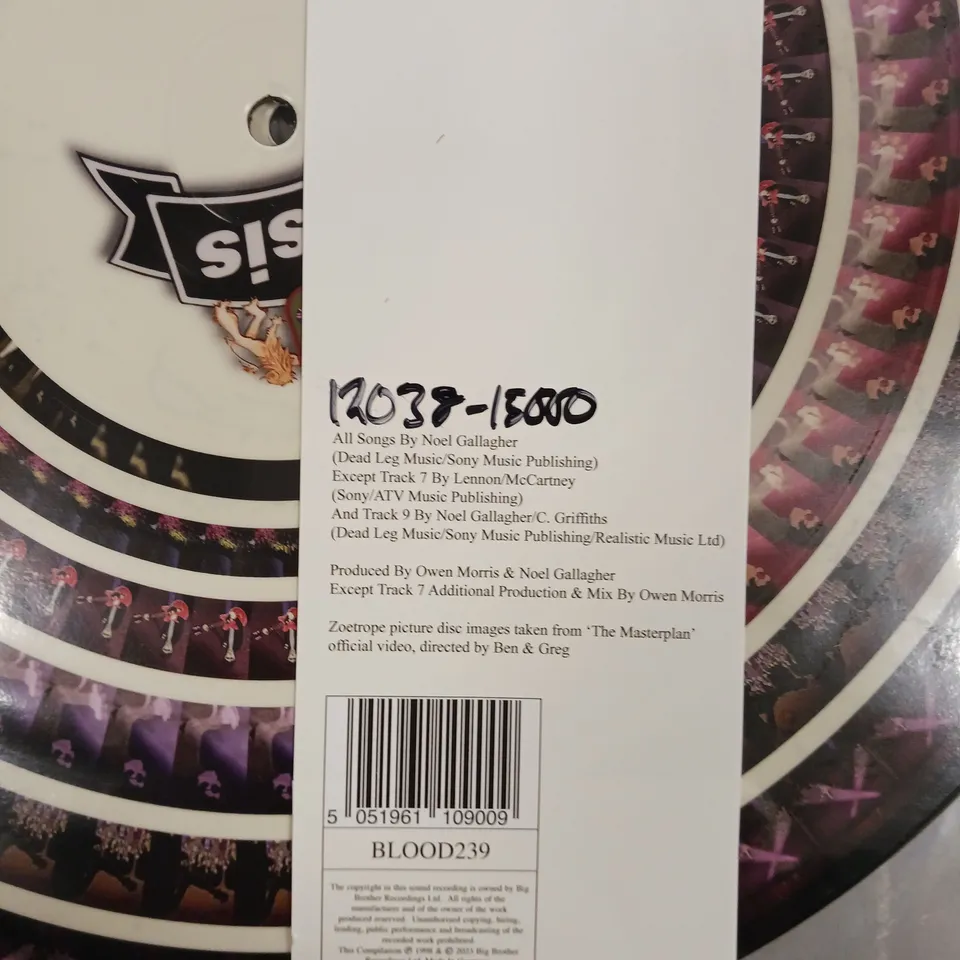 OASIS THE MASTERPLAN LIMITED EDITION 25TH ANNIVERSARY ZOETROPE PICTURE DISC VINYL 