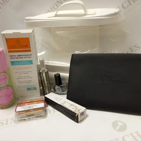 LOT O F8 ITEMS INCLUDING DIOR CASE, COLLISTAR ACTIVE PROTECTION SUN CREAM, ALPHAH ABSOLUTE LIP PERFCTOR