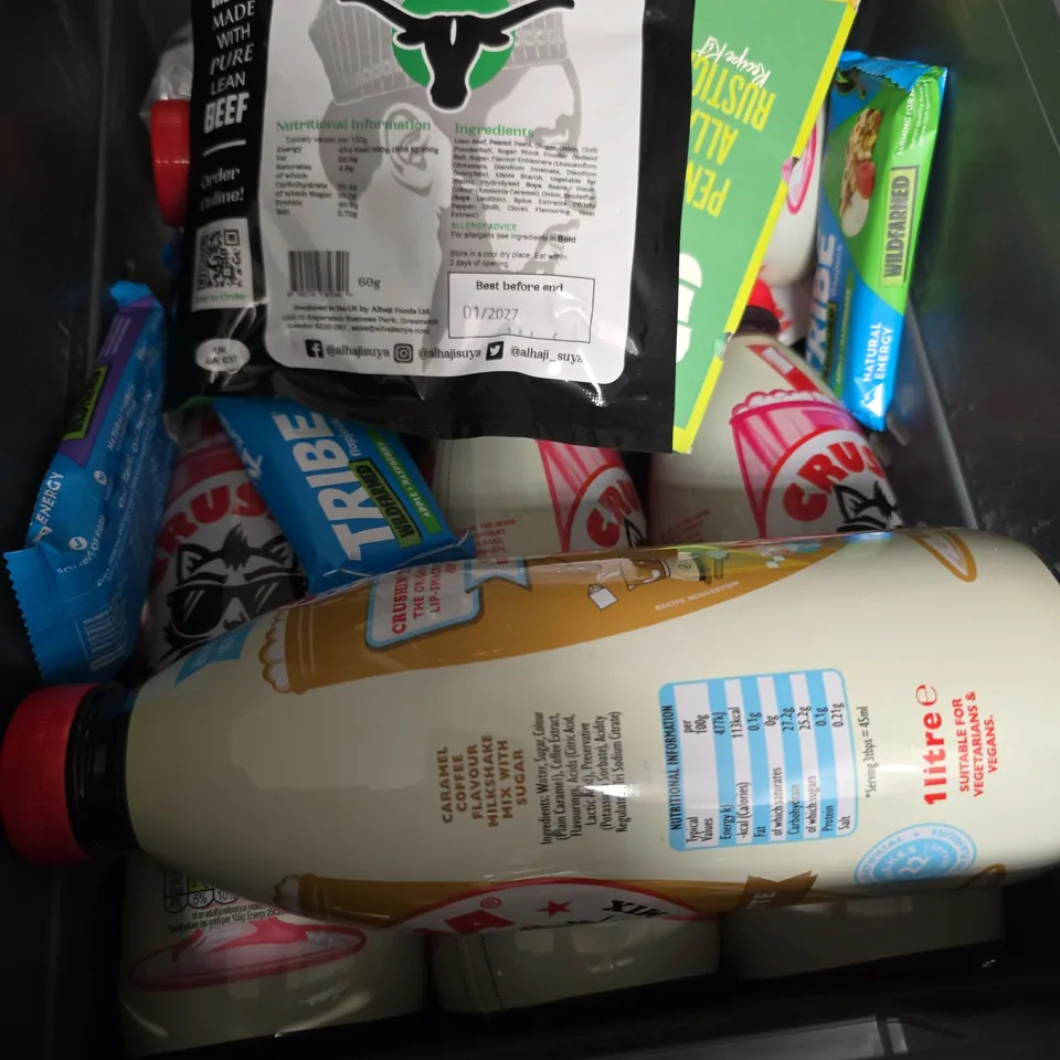 APPROXIMATELY 12 ASSORTED FOOD ITEMS INCLUDING RITUAL COFFEE , RENSHAW FONDANT ICING AND CRUSHA MILKSHAKE MIX