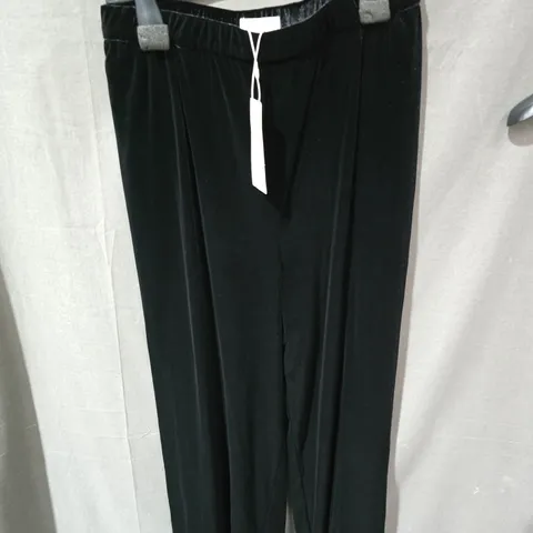 M&S WOMEN'S BLACK VELVET WIDE-LEG TROUSERS, UK 22