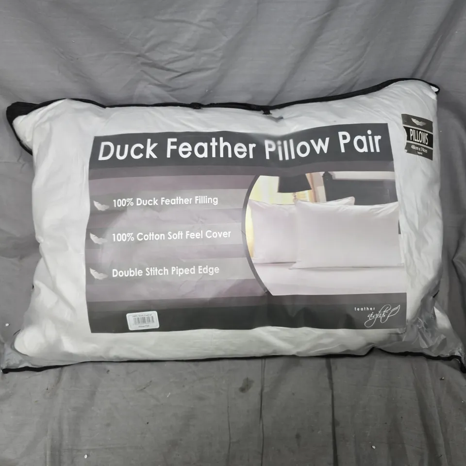 DUCK FEATHER PILLOW PAIR – 100% DUCK FEATHER FILLING, COTTON COVER