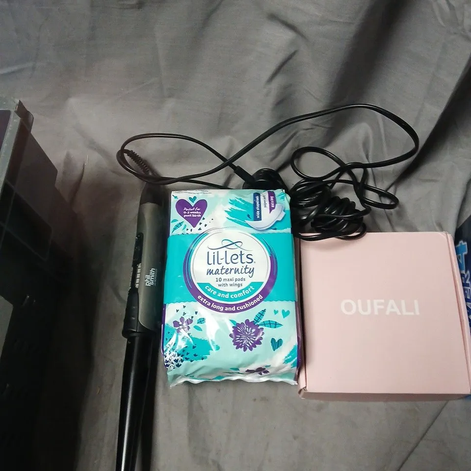 APPROXIMATELY 8 ITEMS INCLUDING HEALTH & BEAUTY ASSORTMENT: LIL-LETS MATERNITY PADS, OUFALI PINK BOX, POWER4 GROOMING BOX, HAIR WIG .