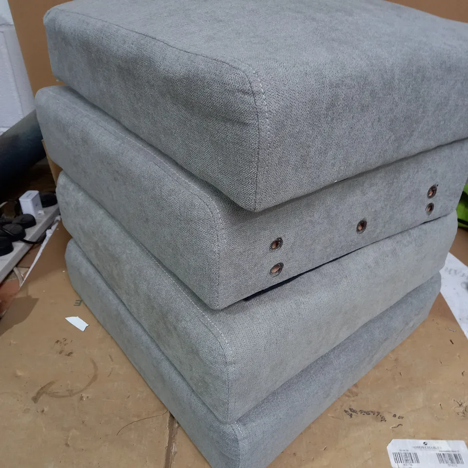  FABRIC SCROLL BACK DINING CHAIRS - GREY/OAK EFFECT RRP £259