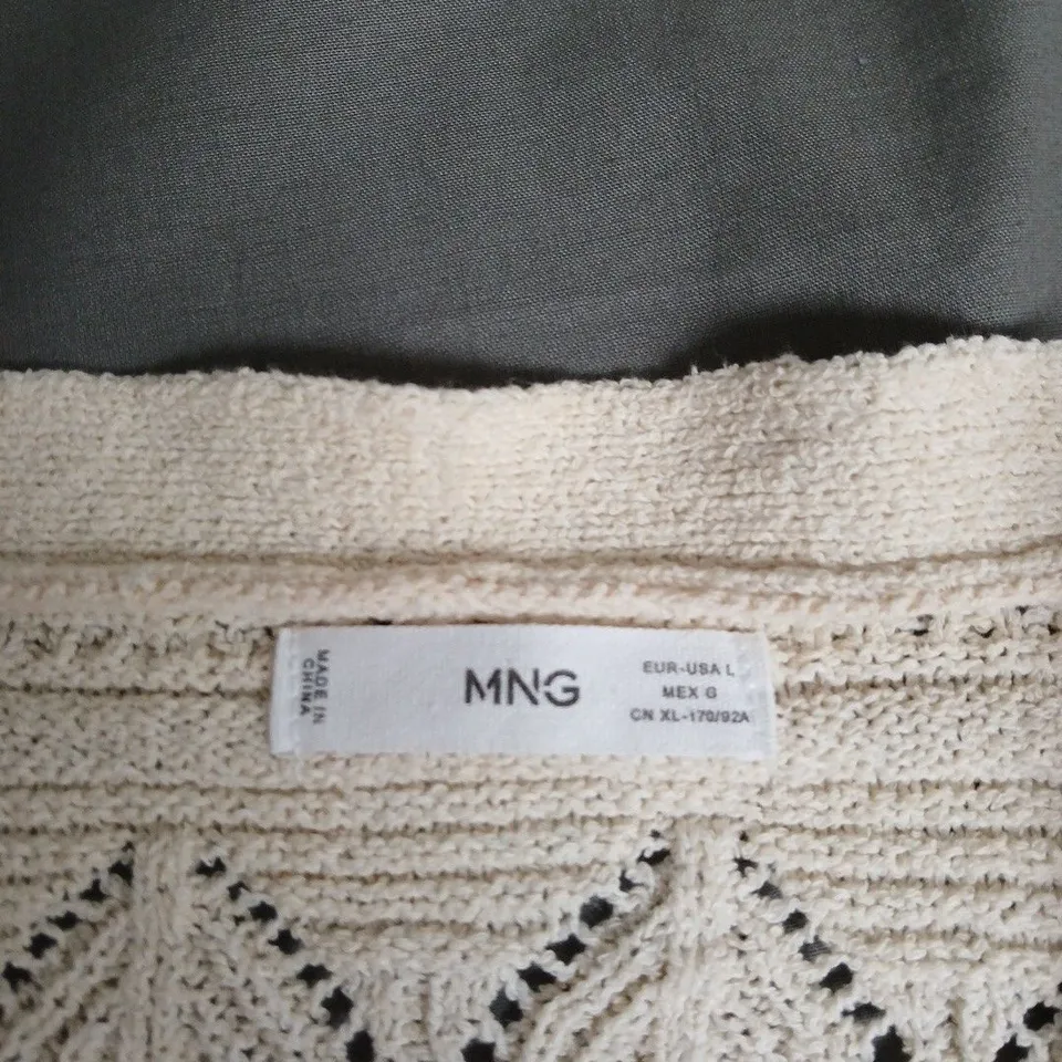 MNG WOMEN'S CREAM KNIT CARDIGAN WITH LACE PATTERN – SIZE XL