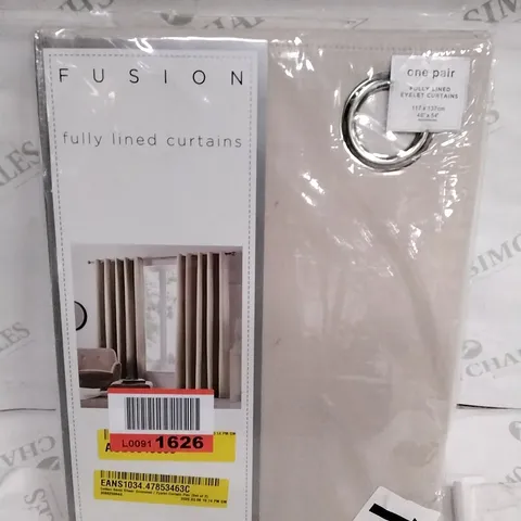 BAGGED FUSION COTTON SEMI SHEER GROMMET / EYELET CURTAIN - SIZE: 117CM X 137CM - COLOUR: NATURAL 