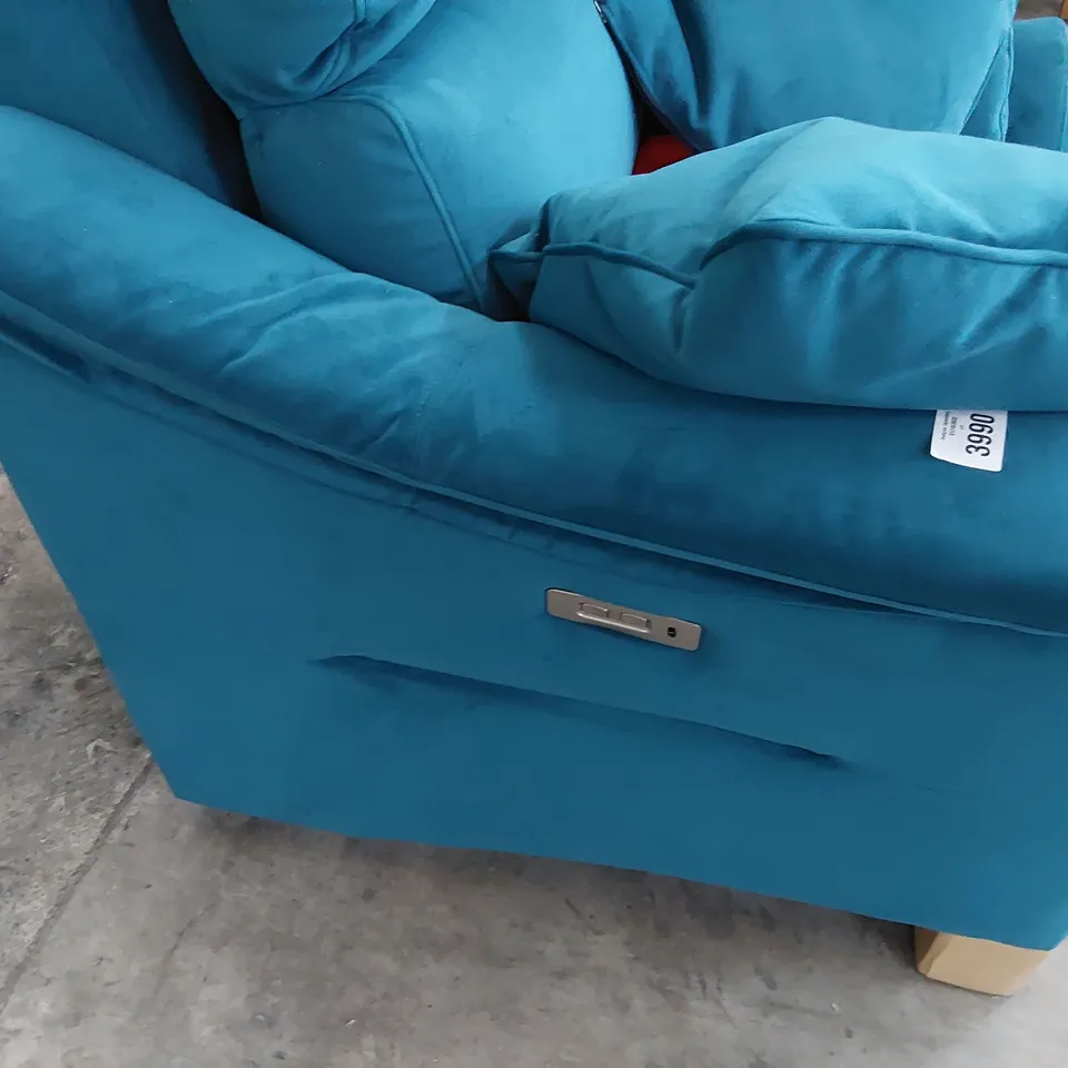 QUALITY BRITISH DESIGNER G PLAN HURST POWER RECLINING EASY CHAIR PLUSH MALLARD FABRIC 