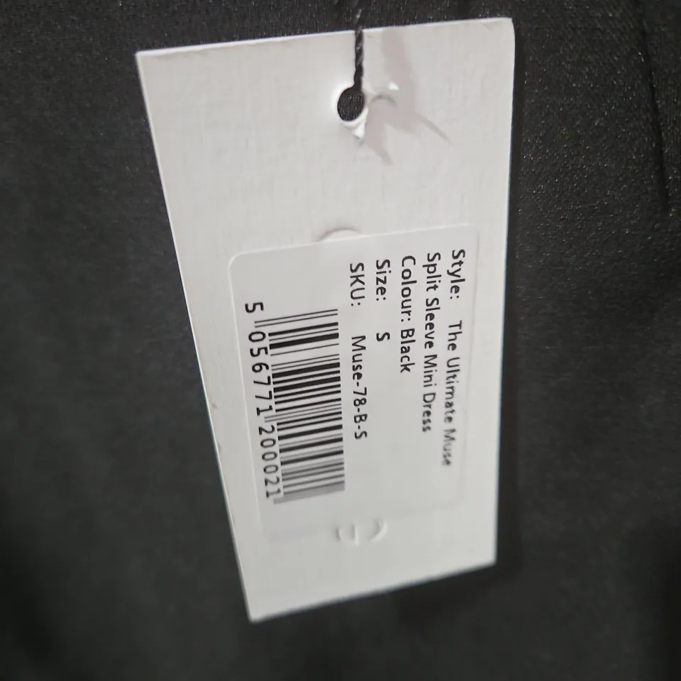 THE ULTIMATE MUSE SPLIT SLEEVE MINI DRESS – BLACK, SIZE S