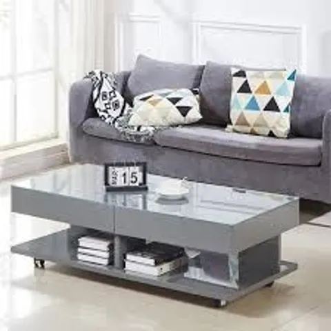 BOXED VERONA STORAGE COFFEE TABLE IN CAPRICE GREY HIGH GLOSS (1 BOX)