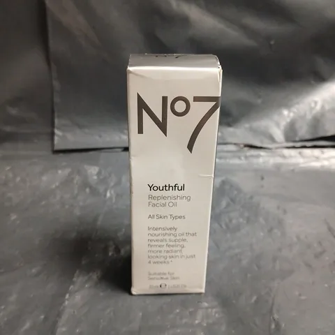 NO7 YOUTHFUL REPLENISHING FACIAL OIL β 30ML, BOXED
