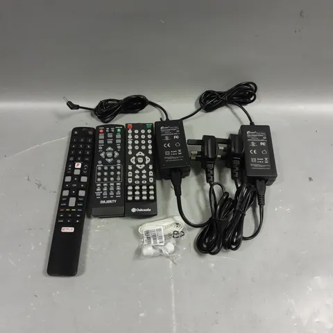 PALLET OF LARGE QUANTITY OF TECH & ELECTRONIC SPARES TO INCLUDE POWER SUPPLIES, REMOTE CONTROLS, EAR PHONES ETC - COLLECTION ONLY