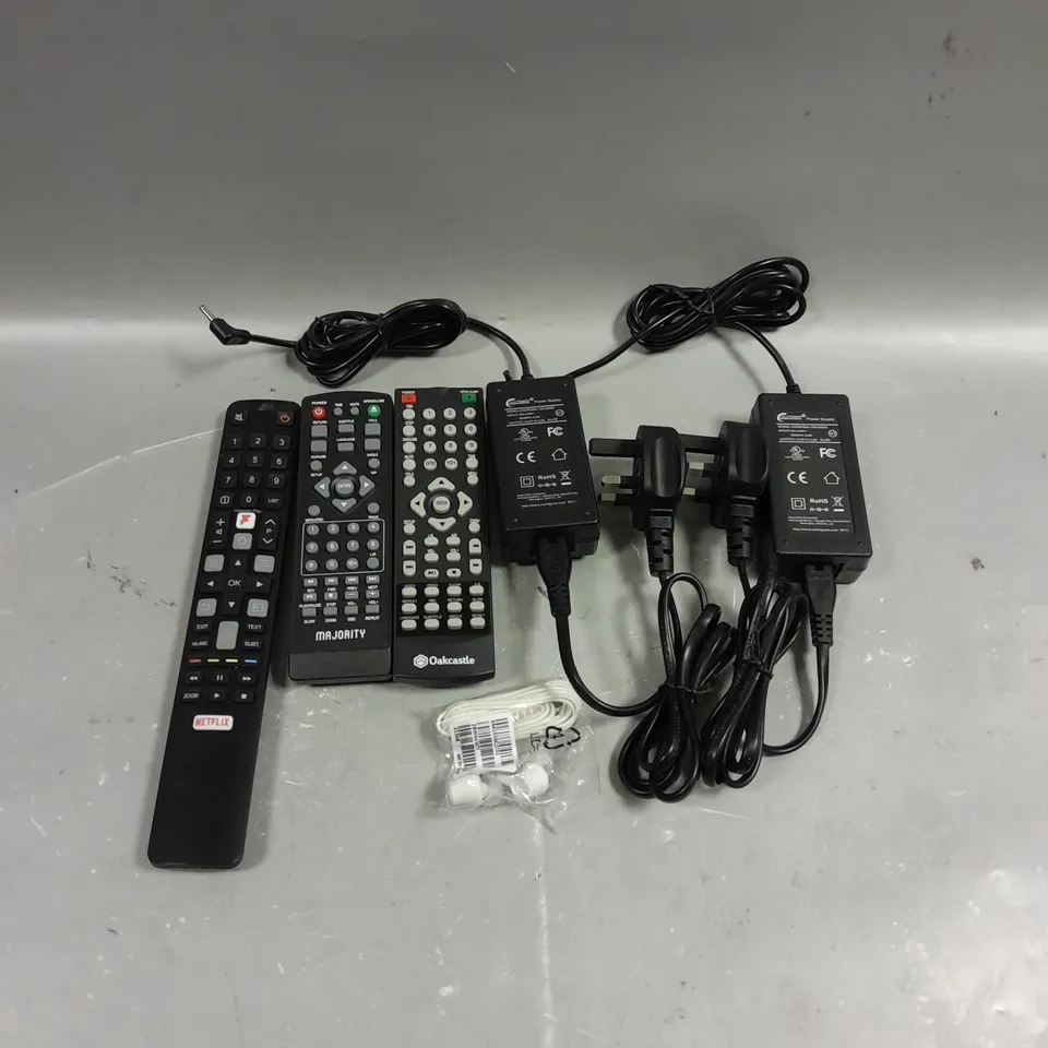 PALLET OF LARGE QUANTITY OF TECH & ELECTRONIC SPARES TO INCLUDE POWER SUPPLIES, REMOTE CONTROLS, EAR PHONES ETC - COLLECTION ONLY 