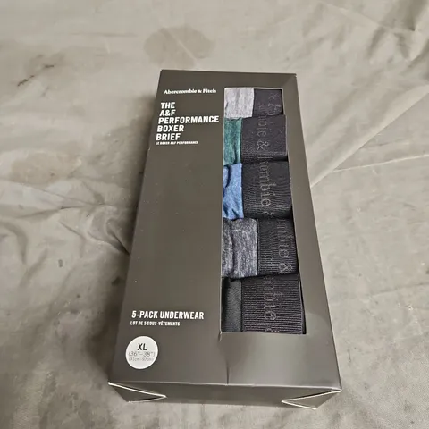 BOXED ABERCROMBIE & FITCH THE PERFOMRANCE BOXER BRIEF 5 PACK IN MULTI SIZE XL