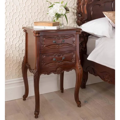 BOXED HOMESDIRECT365 RAPHAEL ANTIQUE FRENCH STYLE WOODEN BEDSIDE CABINET